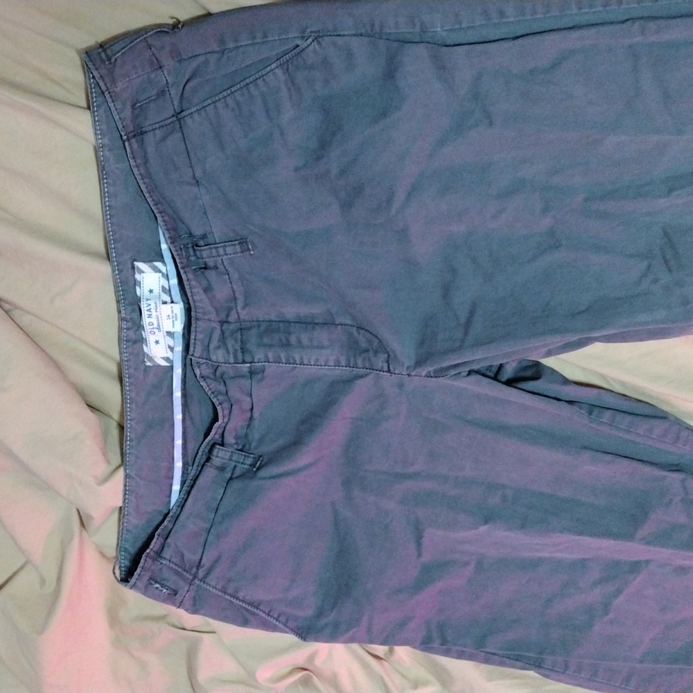 Old navy size 14 khaki-type pants, wide leg gray color.
